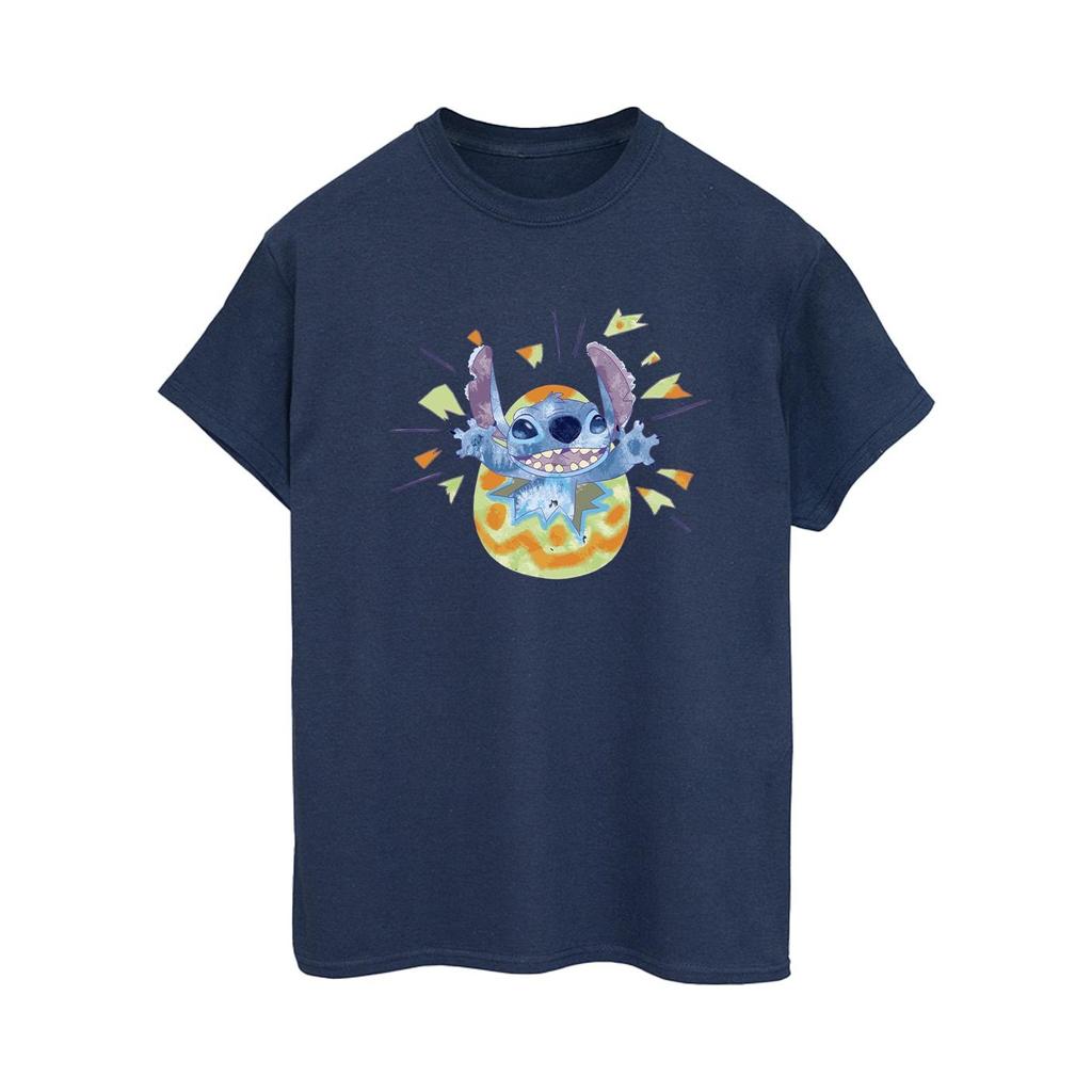 Disney Womens/Ladies Lilo & Stitch Cracking Egg Cotton Boyfriend T-Shirt