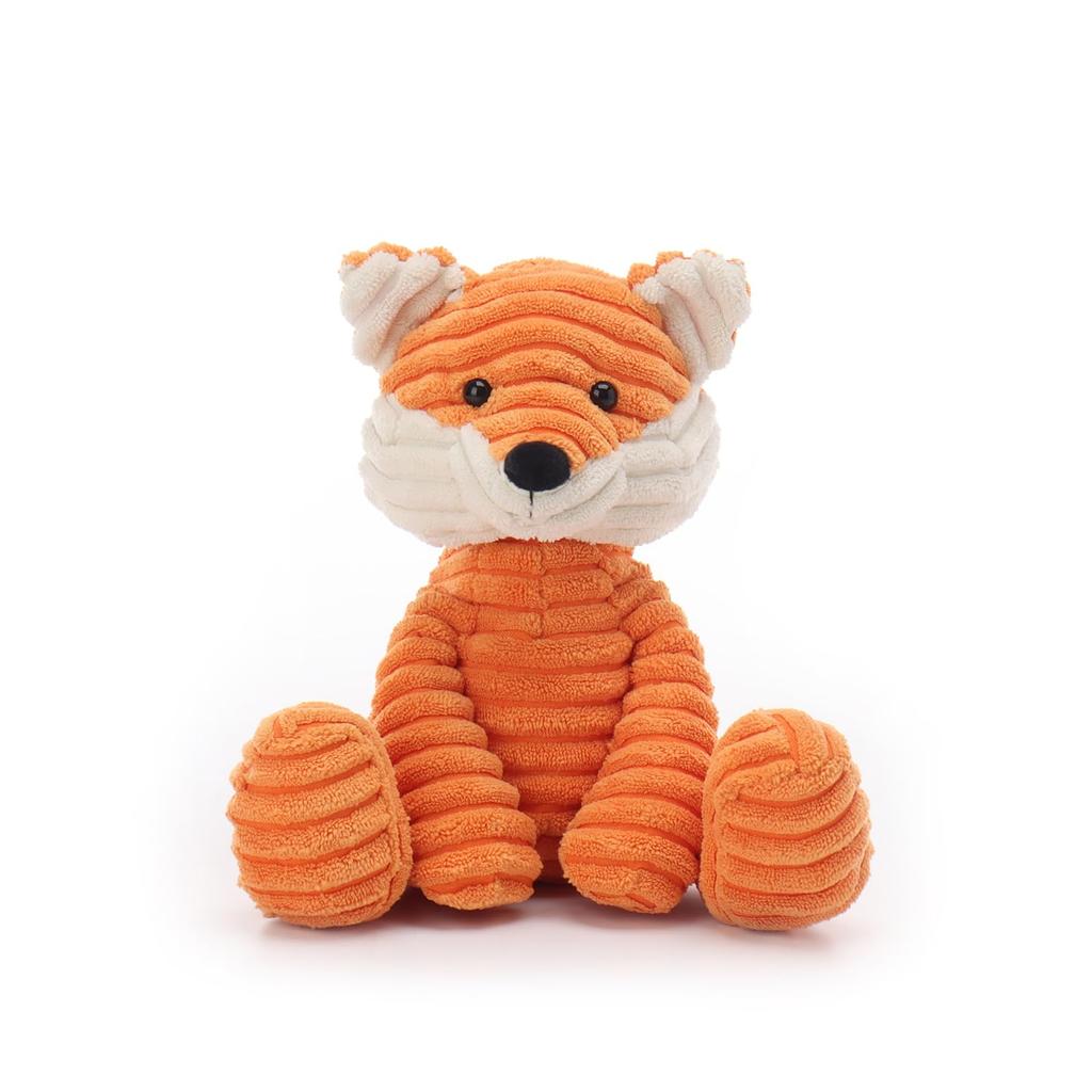 Apricot Lamb Corduroy Fox Plush Toy, Soft and Cute, Fluffy Corduroy Fox, 22cm, Suitable for Boys and Girls