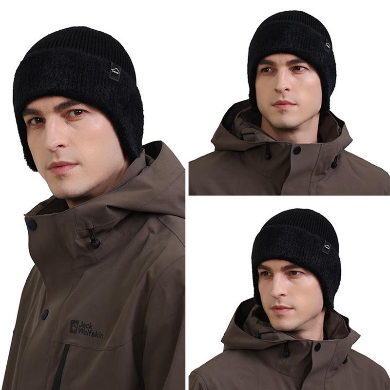 Knitted Cap Men's Winter Velvet Warm Cap Thick Cold-Resistant Riding Wool Cap