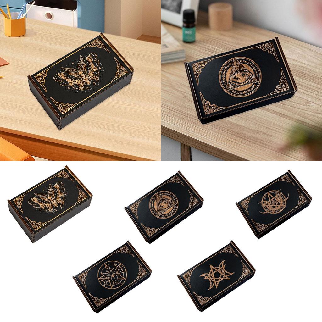 Holz Tarot Box Rechteckig Schiebend Heimdeko Sammlerstück Dekorativ Geschenk Kartenorganisator Tarots Kartenbox Schmuck Andenkenbox