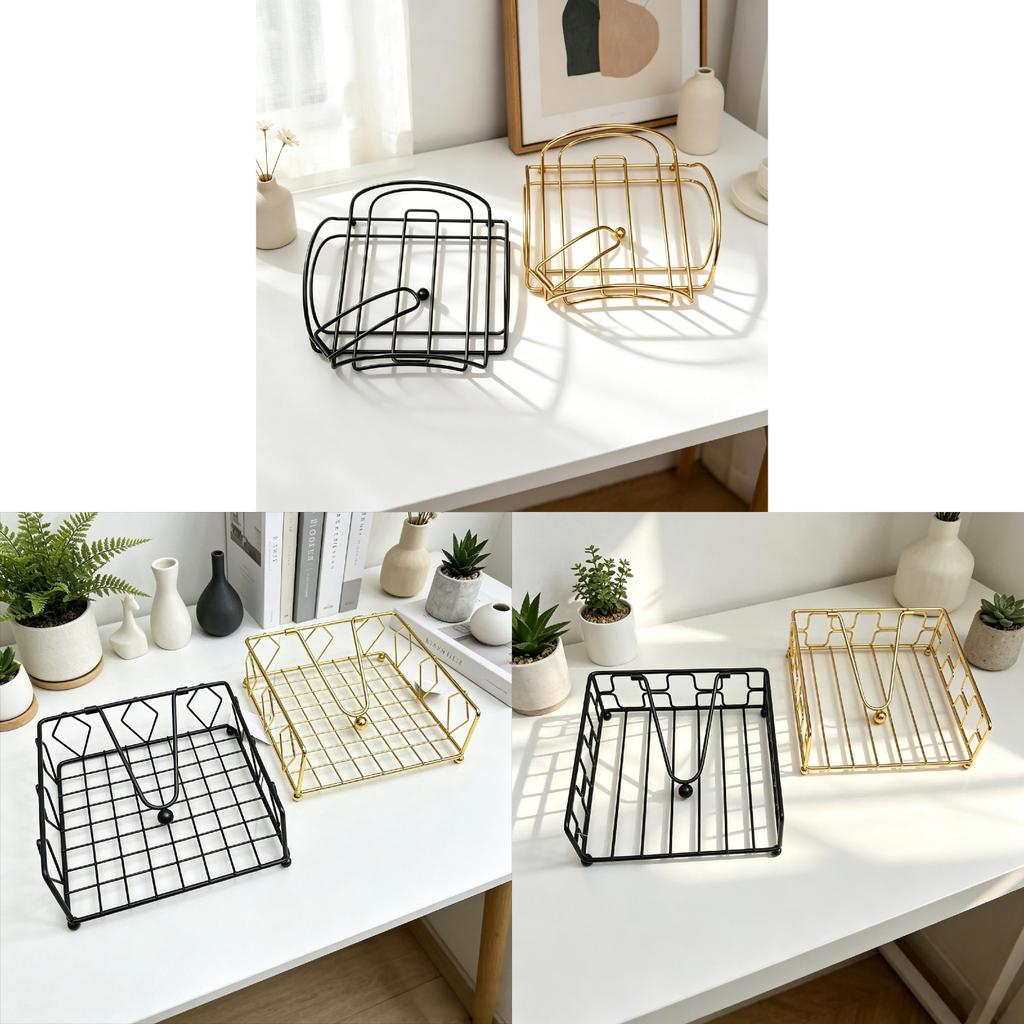Iron Napkin Holder With Electroplated Finish For Hotel And Cafe Table Decor