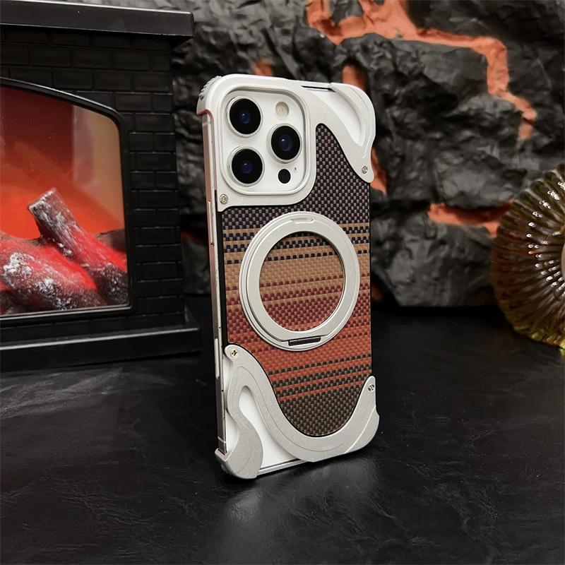 

Aluminum Alloy Frame Magnetic 360 ° Holder Phone Case For iPhone 13 14 15 16 Pro Max Plus For Magsafe Frameless Shockproof Cover For iPhone 16 ProMax