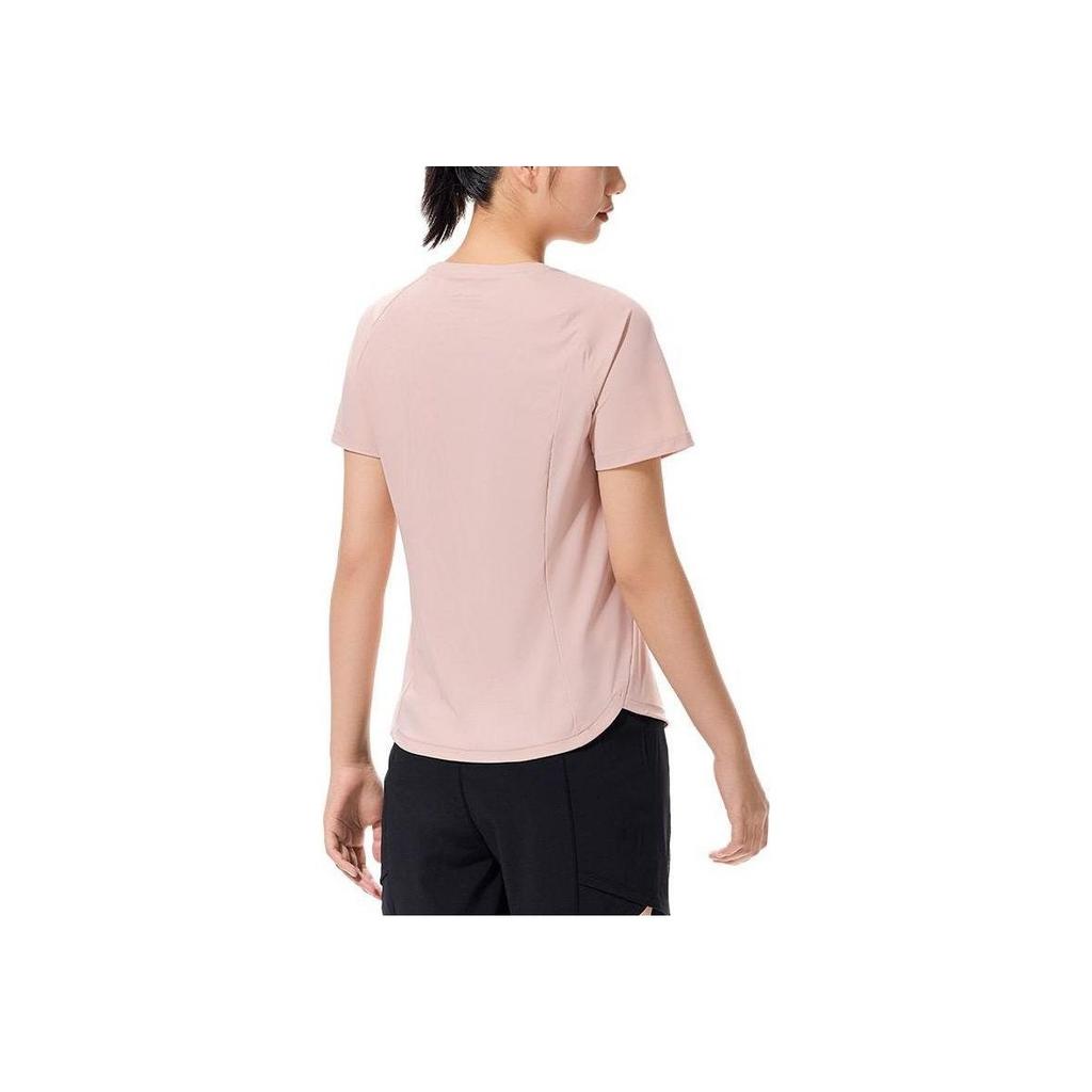 Anta Champion All-Weather Series Solid Color Round Neck Short Sleeve T-Shirt Women Tops Pink 162330102-5