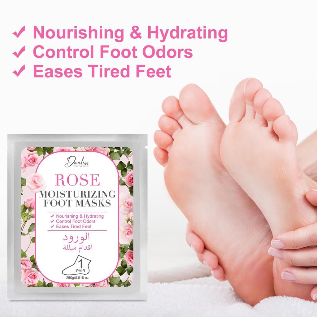 Rose Moisturizing Foot Masks -Deeply Nourish the Skin of the Feet,Improve Cracked and Rough Feet,Say Goodbye to the Trouble of Foot Odor,5 Pairs