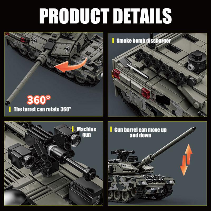 Wojskowy II Wojny Światowej MOC Leopard 2A7 Czołg Podstawowy Armii Żołnierze Klocki Cegły M1 T90M Zestaw Czołgów Dla Dzieci Chłopców Prezenty