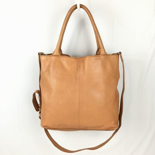 Tsumori Chisato Leather Hand Tote Bag Orange Beige(USED)
