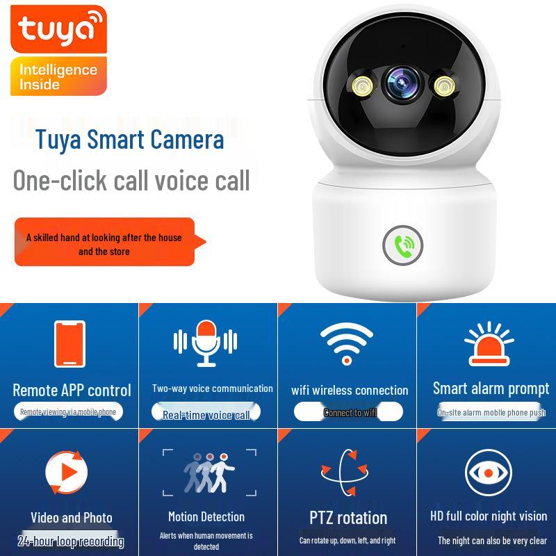 Tuya Smart Home Panoramic WiFi Camera with HD Monitoring & Real-Time Audio