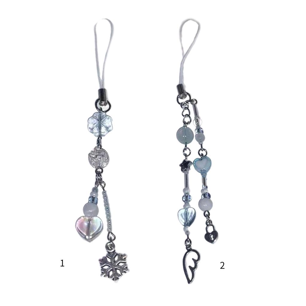 Handcrafted Beaded Phone Chain Lightweight Keychain Charm Portable Keyrings Accessory for Daily Use and Parties