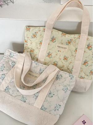 Patchwork Floral Padded Canvas Tote Bag - Casual Commuting & Shopping