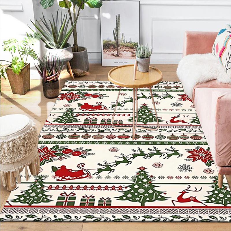 1Pc Christmas Candy Canes Rug Office Carpet Indoor Outdoor Doormat Nonslip Soft And Comfortable Living Room Christmas Halloween Gift D9186