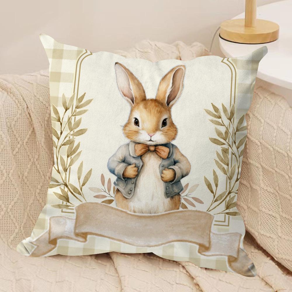 Easter Classic Cute Bunny Cushion Cover Soft Plush Pillow Cover DoubleSided Printed Sofa Cushion Summer Home Decor Gift