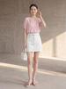 Fei Yuan A-line Skirt for Women with Belt and Double Pockets - Anti-exposure, Solid Color, Short, Petite Fit.