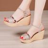 High Heel Wedges Sandals For Women 2024 Summer New Platform Footwear Red Black Gold Silver Large Size Sandals 32-43