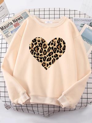 Creative Leopard Love Pattern Women's Hoodies Fashion Casual Hoodie Hip Hop S-XXL Hoody Oversize High Quality Sportswears Female