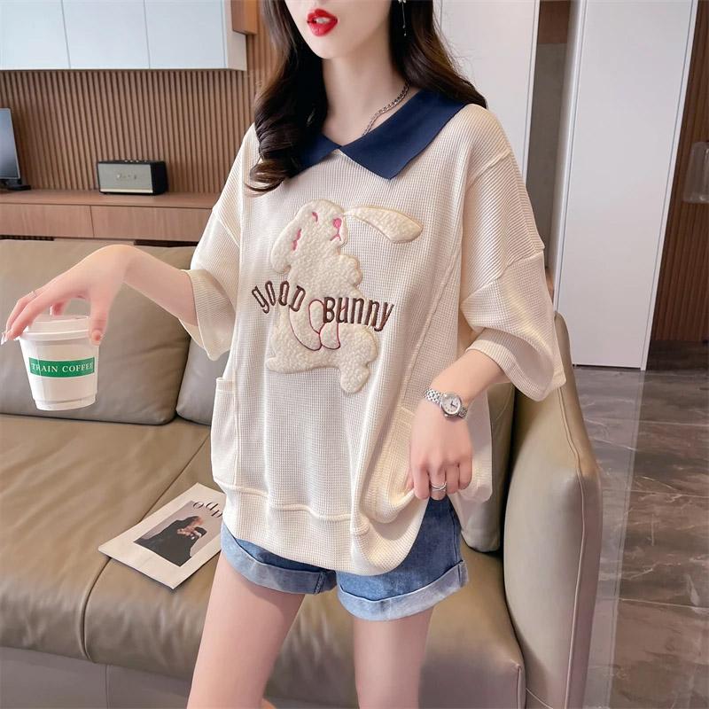 T-shirt for Women Summer Large Size Cotton T-shirt Soft Loose Printed Casual Comfortable Pullover T-shirt Top