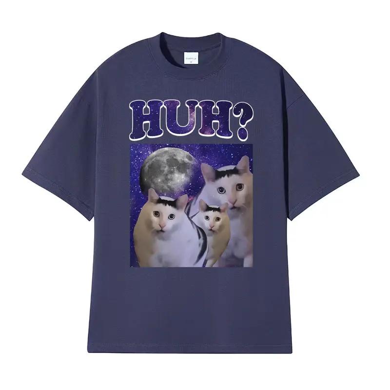 Funny Huh Meme Cat Humor T Shirt Trending Unisex Fashion Vintage Tee Shirt Summer Casual Cotton Short Sleeve T-shirt Tops
