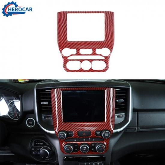 Center Console Navigation GPS Panel Trim for Dodge Ram 1500  Red Carbon Fiber