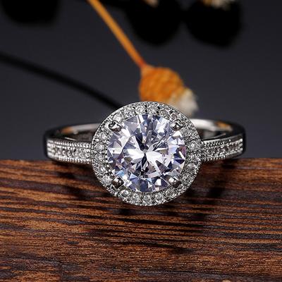 Nuove Fedi Nuziali Classiche Gioielli Anelli da Dita Donna Zirconia Cubica Rotonda AAA Anello Elegante per Cerimonia Nuziale Bridal Drop Ship