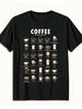Black T-Shirt for Coffee Enthusiasts Featuring Coffee Beans And Cups
