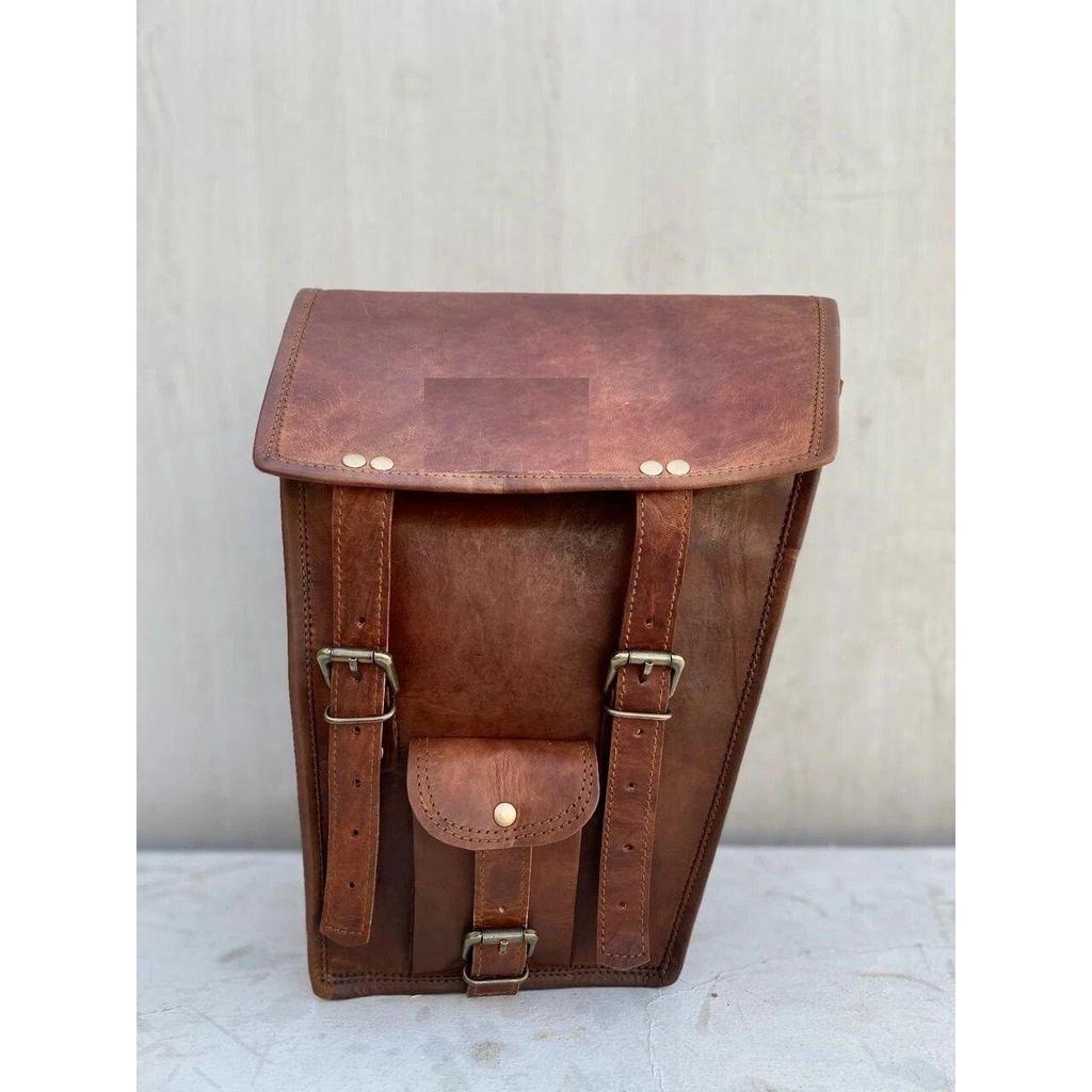 Motorcycle Saddle Side Bag Real Vintage Leather Left Right Front Back Tool Pouch