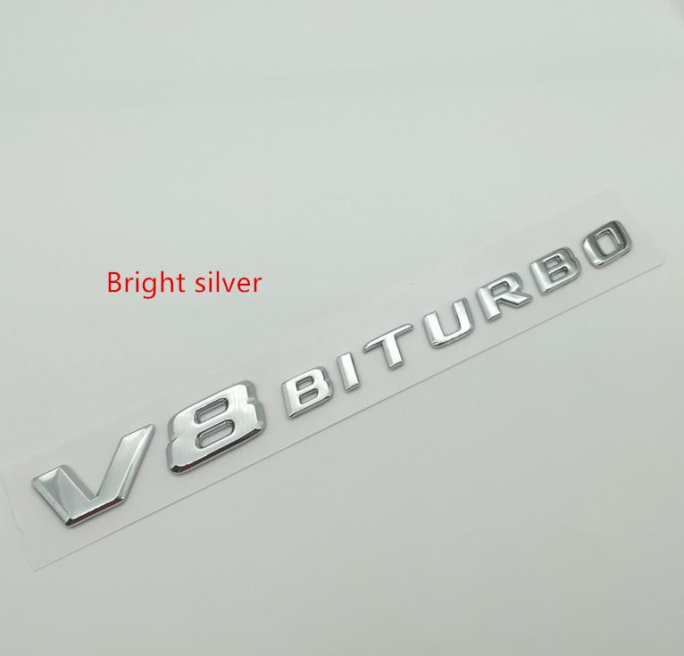 

1pcs 3D ABS V8 BITURBO V12 BITURBO car Letter Fender side Emblem Rear tail trunk Decals badge sticker Decal styling Accessories