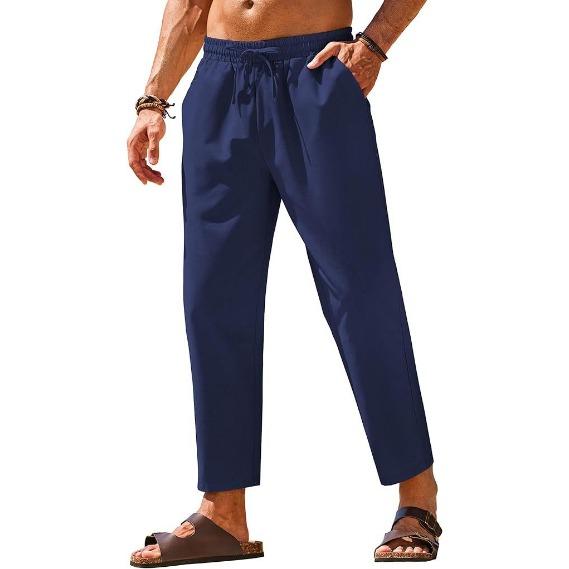 Grenzüberschreitende Amazon Herren Leinen Freizeithose Elastischer Bund Kordelzug Hose Yoga Strand Sommerhose