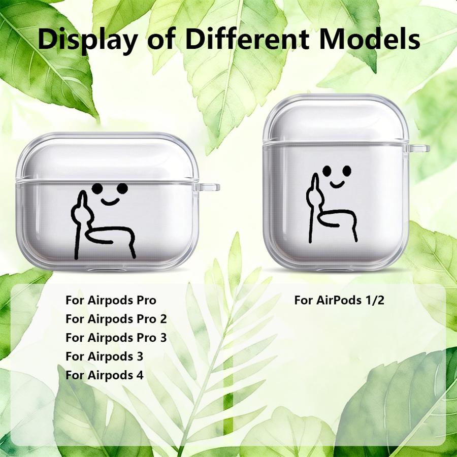 Cute Stick Figure Gestures Case For Airpods 4 Pro3 2 Pro2 3 Pro 1 Clear Earphone Cases Cover