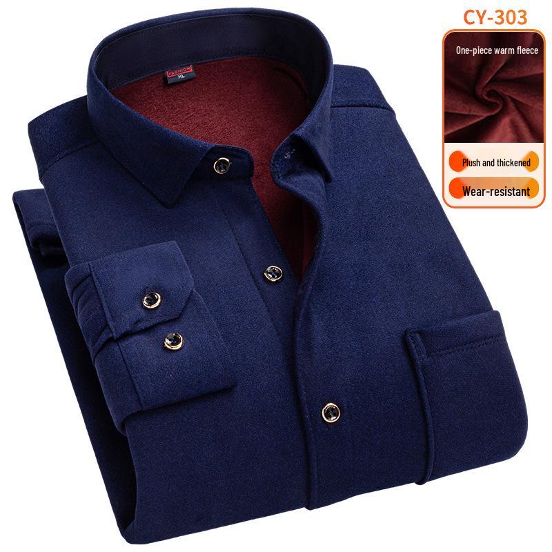 Men's Fleece-Lined Plaid Long-Sleeve Shirt