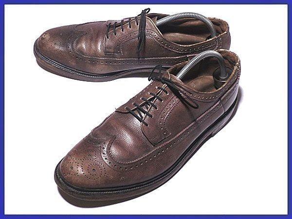 

60s-70s Rare Vintage/TOWNCRAFT/Outer V-Cleat Long Wingtip Shoes/11D/B 28.0-28.5/Brown/American Brogue