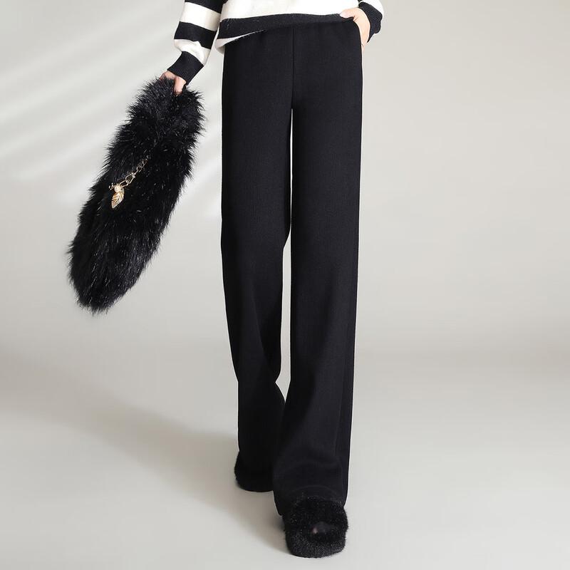 Women's High Waist Plush-Lined Straight Leg Casual Pants
