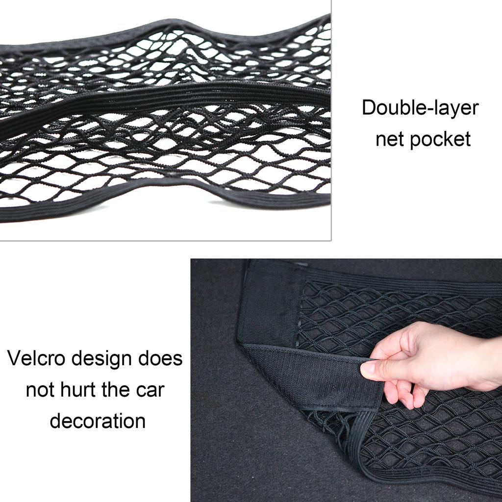 Auto Hinten Rückseite Netz Kofferraum Sitz Elastische Schnur Netz Klettverschluss Universal Aufbewahrungstasche Tasche Auto Organizer Nylon Gepäckhalter