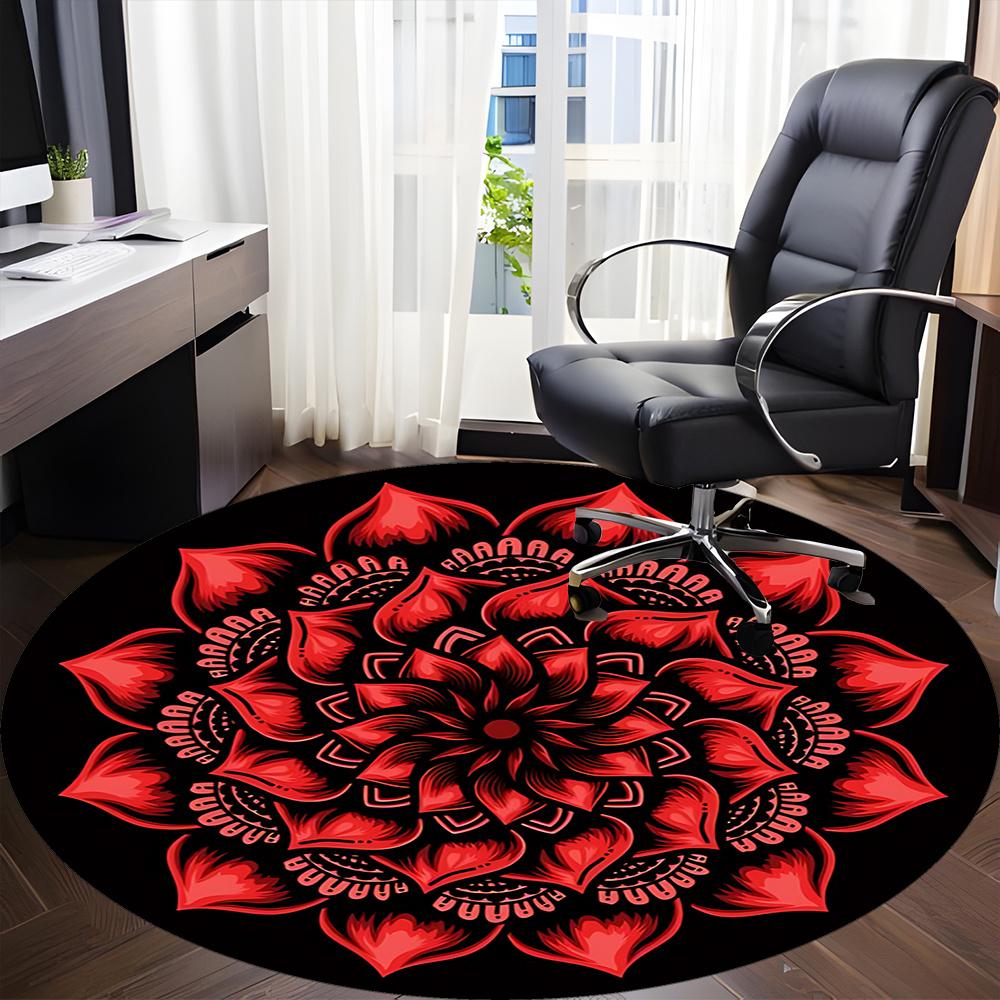 1pc Floral Mandala Office Round Area Rug, Indoor Mat Suitable ForOffice, Under Office Chairs Bedroom Living Room Home Decor, Room Deco q136