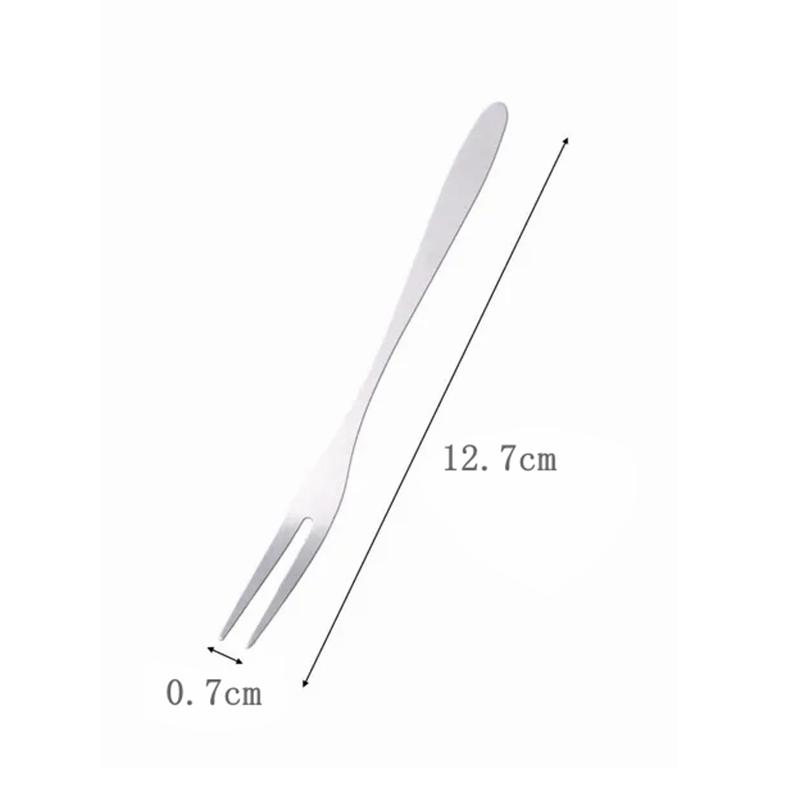 10 Pcs Stainless Steel Two-tine Fork Fruit Fork Set Tableware Multiple Use Snack Cake Dessert Forks Cafeteria Home Flatware