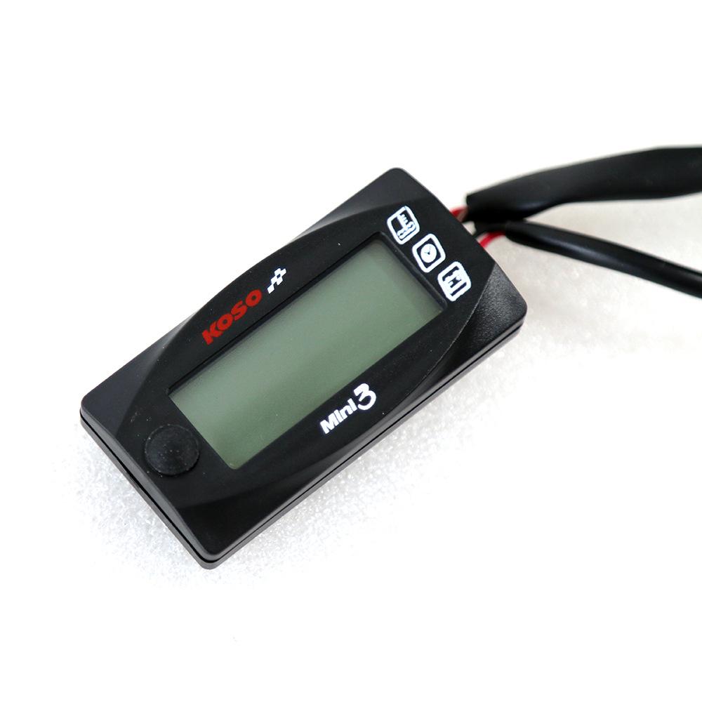 Koso Mini 3-in-1 Gauge: Water Temp, Voltmeter & Clock for Motorcycle Modifications