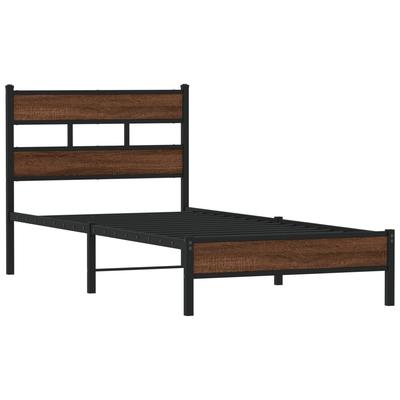 Bed Frame Without Mattress Brown Oak Look 75x190 Cm Engineered Wood