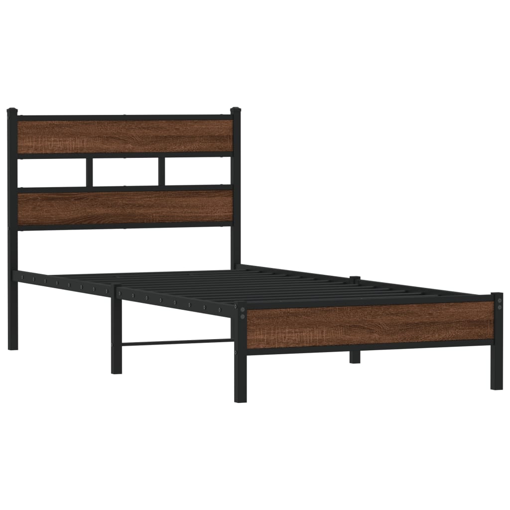 Bed Frame Without Mattress Brown Oak Look 75x190 Cm Engineered Wood