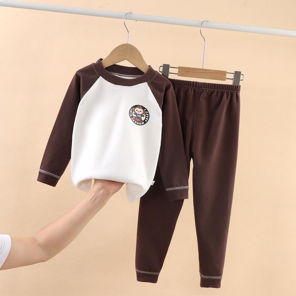 Children's Fleece Autumn Clothes & Trousers Set: Warm Underwear & Loungewear for Boys & Girls