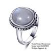 Elegant Simple Oval Moonstone Rings For Women Silver Plated Fine Jewelry Anniversary Engagement Gift