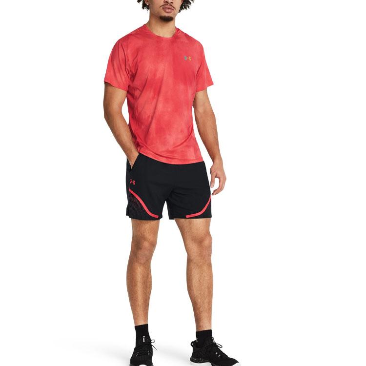 Under Armour UA Vanish Elite Logo Tie-Dye Print Atmungsaktives Rundhals Trainings-T-Shirt Herren Oberteile Rot 1383669-814