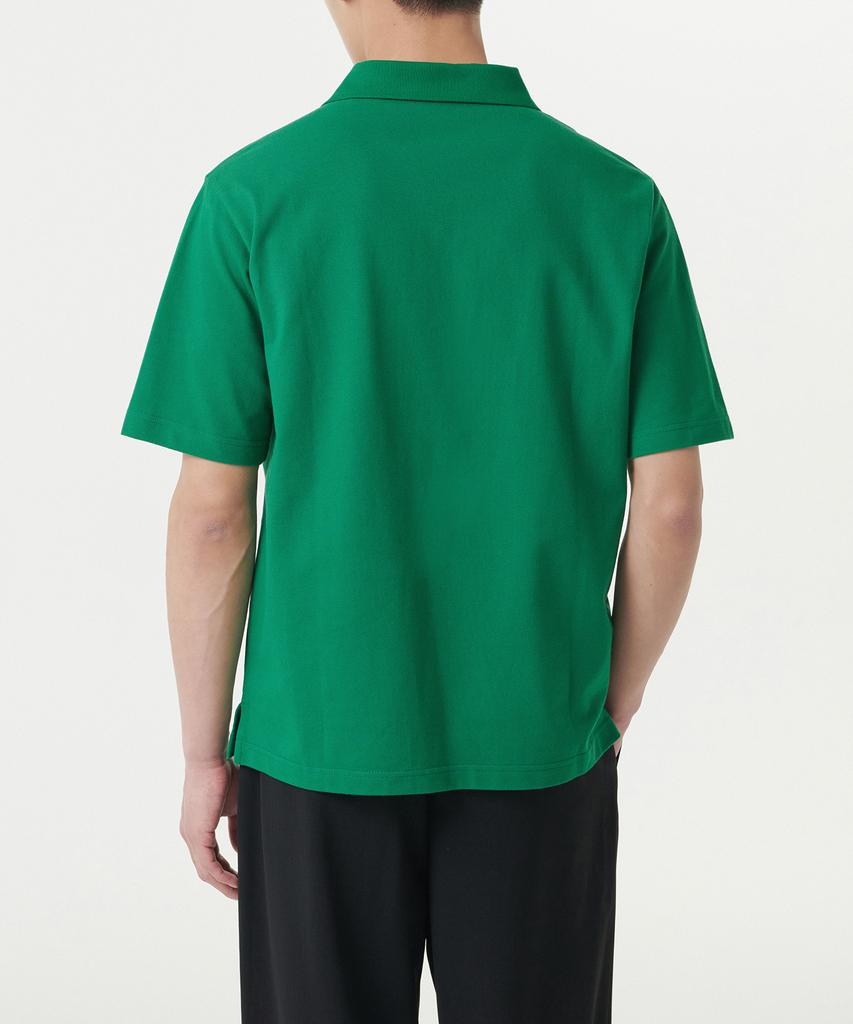 MUSINSA STANDARD Slit Neck Pique Polo Shirt [Irish Green]