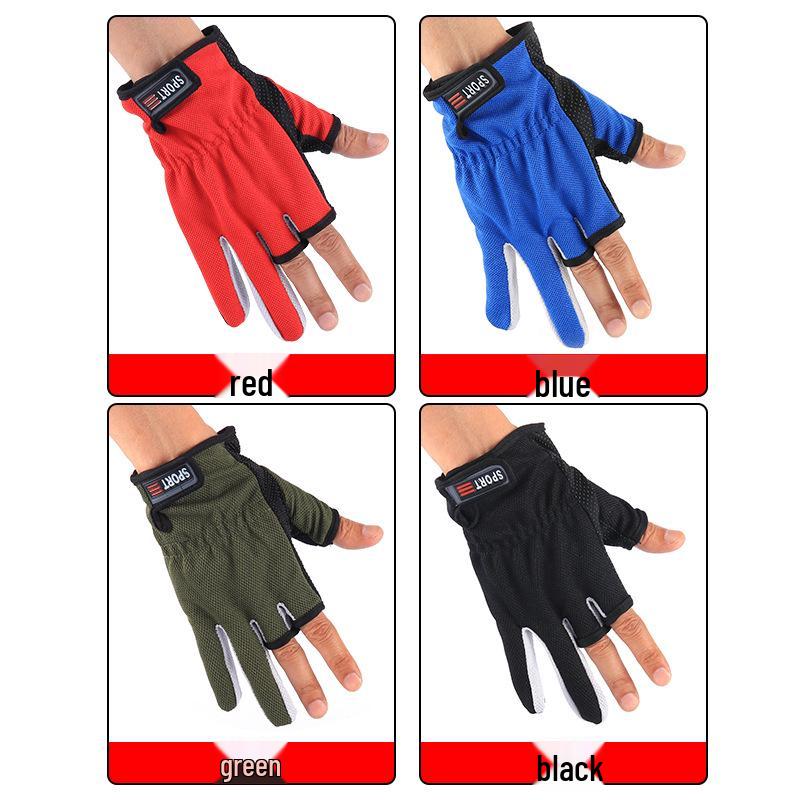 Men's Summer Sun Protection Anti-Slip Fingerless Fishing Gloves: Thin, Anti-Prick, Anti-Stab, Mosquito-Proof, Ice Silk Lure Design.