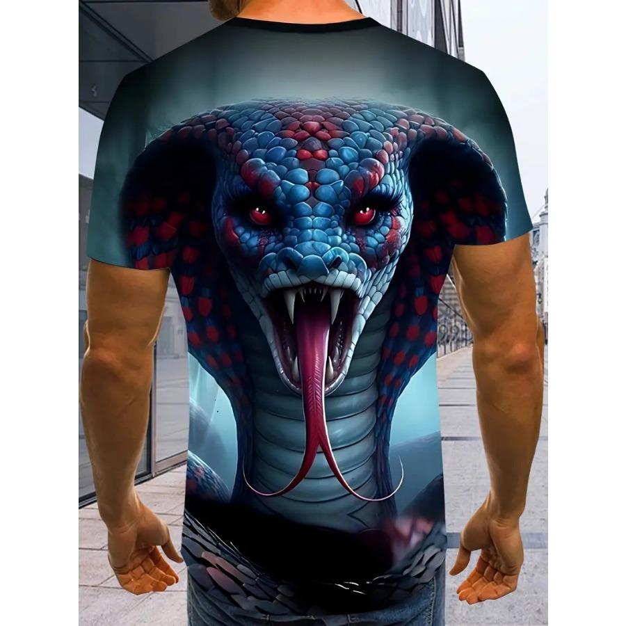 Men's T-Shirt Quick Drying Tops Summer Fashion Street Short Sleeve Tee Shirts Snake 3D Graphic Print Tees Oversized Male Clothing