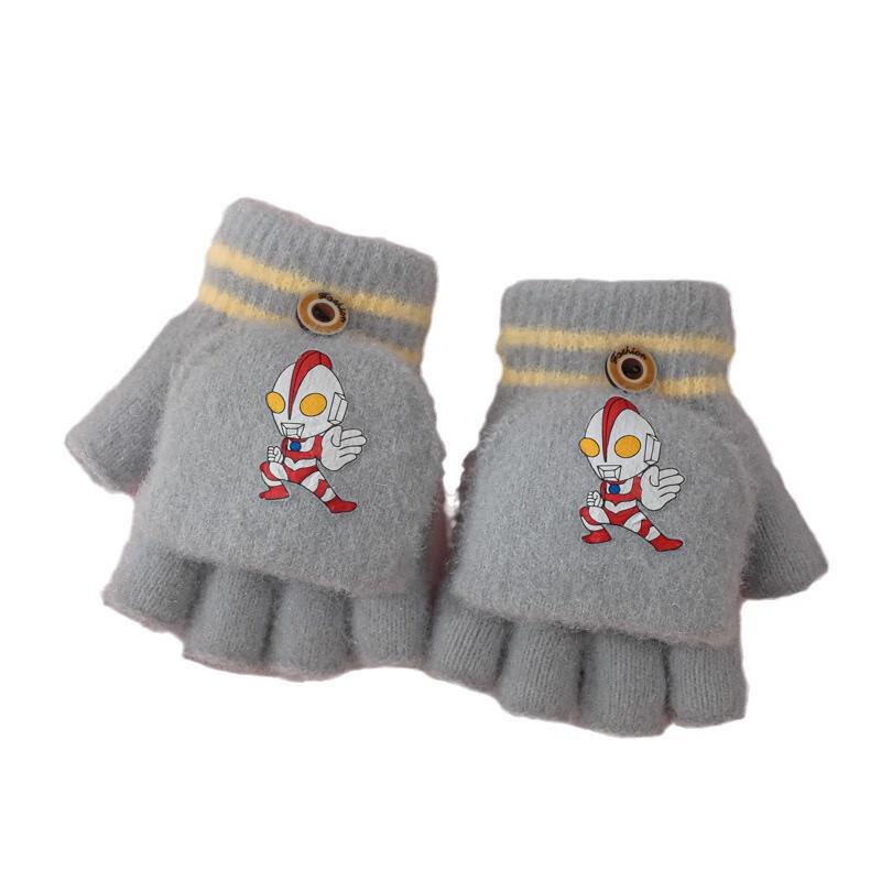 Children s Ultraman Half-Finger Flip Gloves