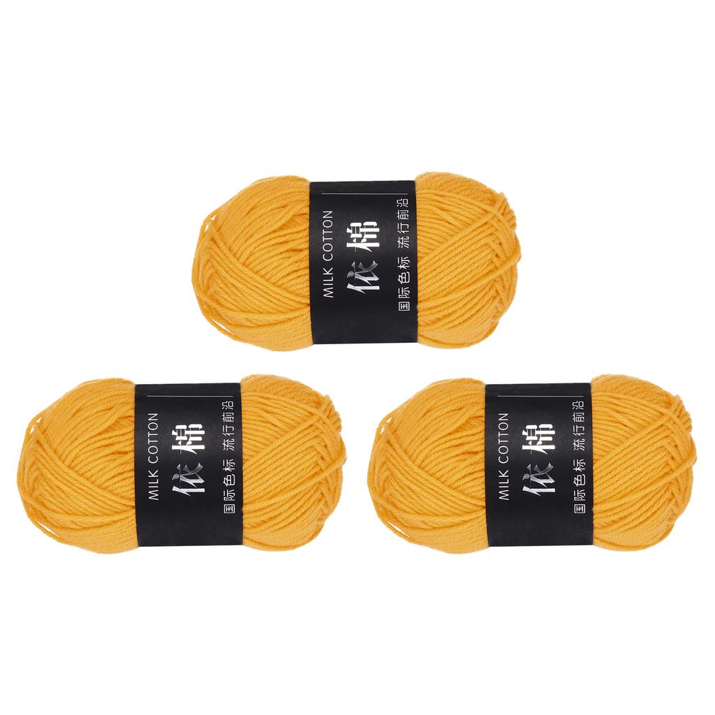 3 Knäuel Baumwollgarn, 60% Baumwolle, 40% Acryl Strickgarn Häkelgarn, Deckengarn zum Häkeln Gold