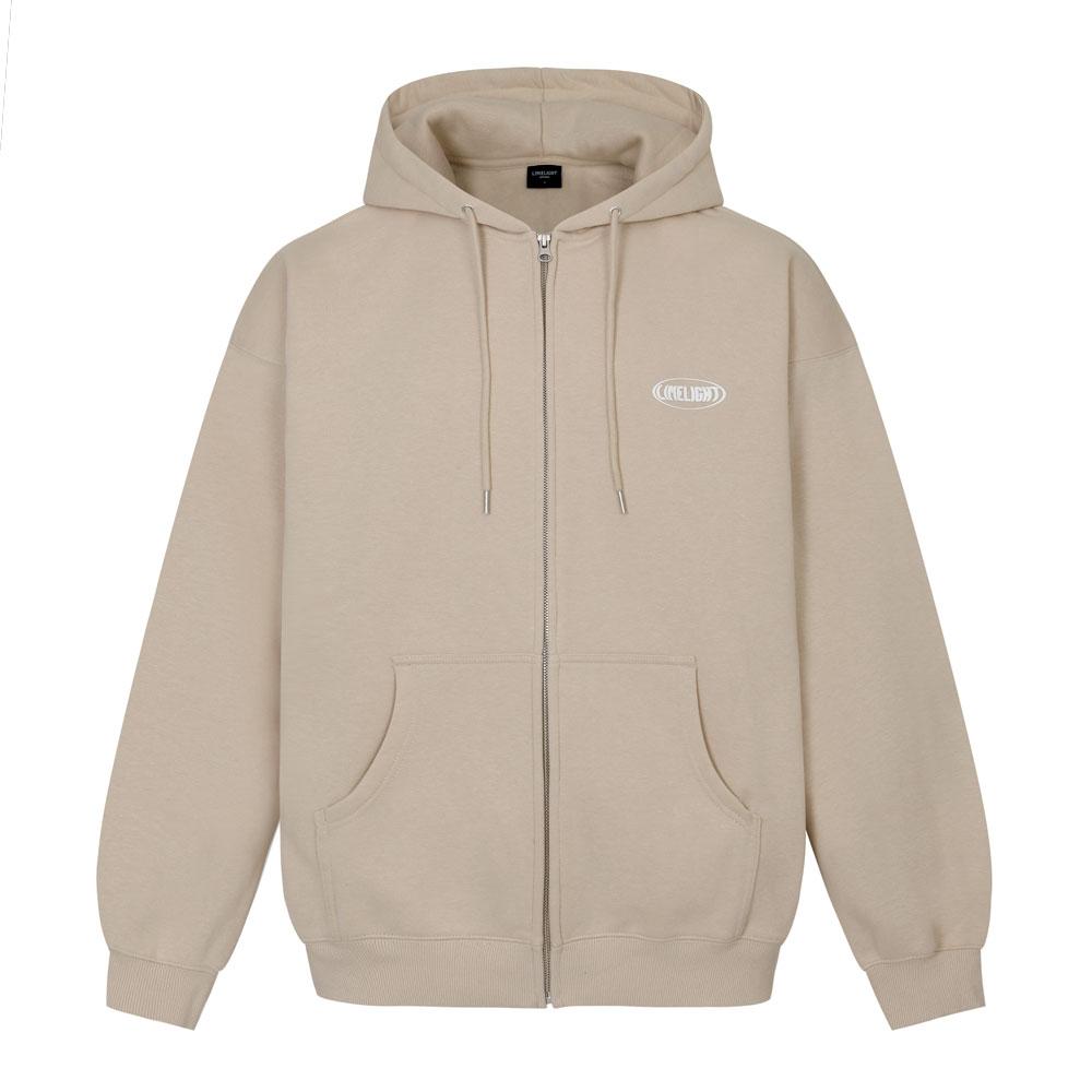 Limelight Apparel Oval Logo Zip-Up Hoodie Oversized (Sand/White)