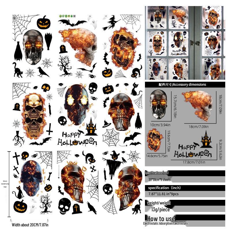2025 Halloween Pumpkin & Witch Static Cling Wall & Window Stickers