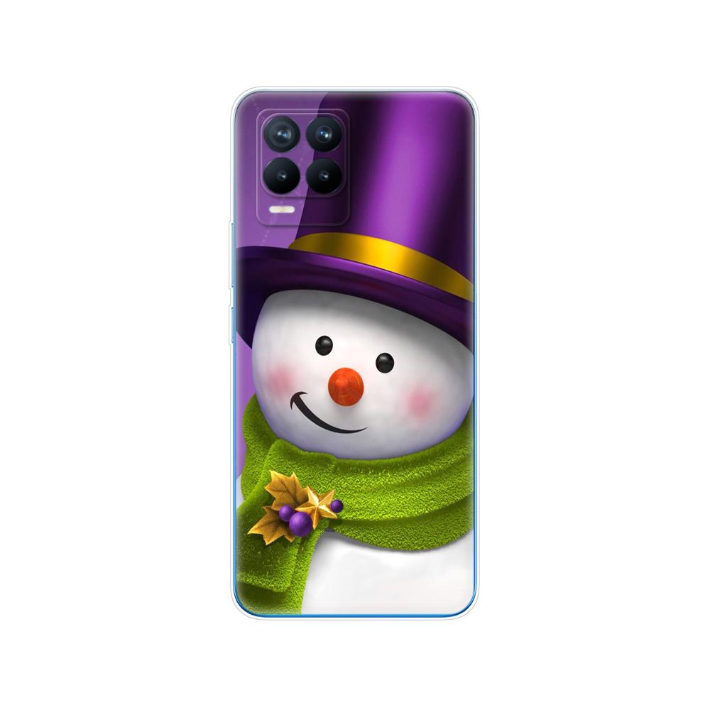 Für Realme 8 Hülle 6,4 Zoll Rückseitige Telefonabdeckung Für Realme 8 Pro OPPO Realme8 4G RMX3085 Stoßstange Winter Weihnachten Schnee Baum Neujahr