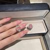 Luxury Pink Diamond Ice Cut Ring for Women Chunky Square High Carbon Diamond Wedding Band