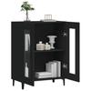 Entrance Side Cabinet / Sofa Sideboard / Living Room Storage Cabinet / Bathroom Shelf with Transparent Double Door Design, Black 69.5x34x90 Cm