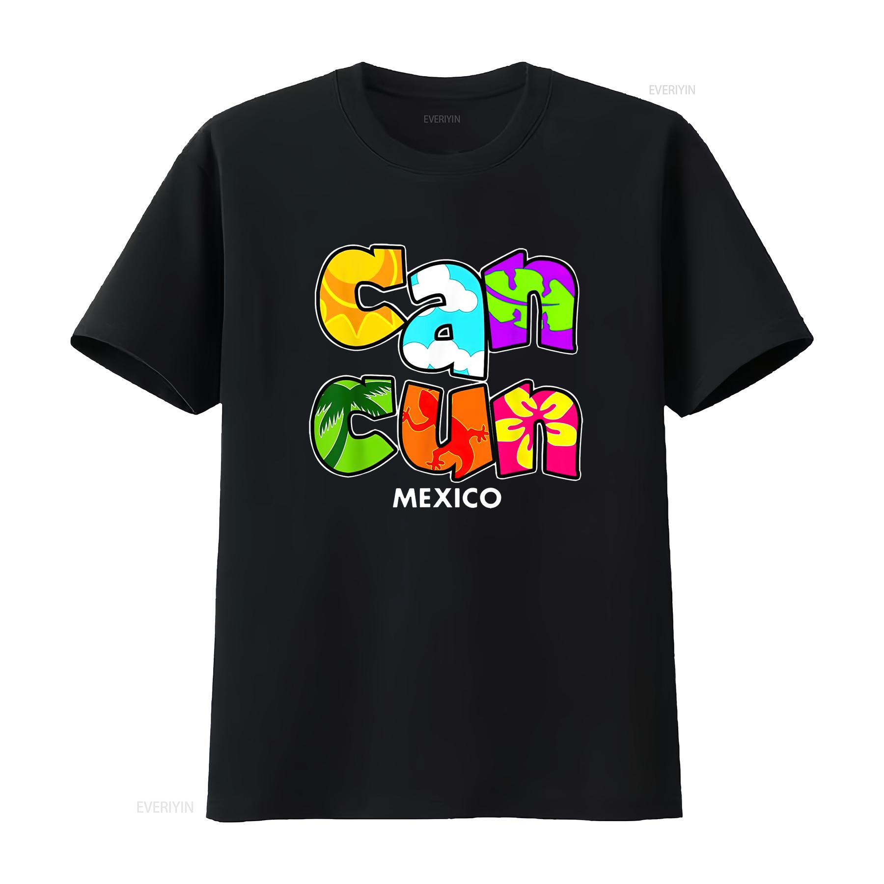 

Womens Cancun Mexico Souvenir Spring Break Summer Vacation T Shirt Black 2XL vintage Washed Versatile streetwear Stylish 4XL